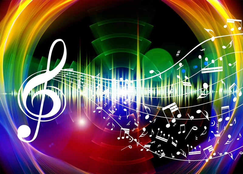 FHZON 7x5ft Rainbow Music Backdrop Music Notation Photography Background Theme Party Wallpaper Photo Booth Prop BJYYFH18 - Image 1